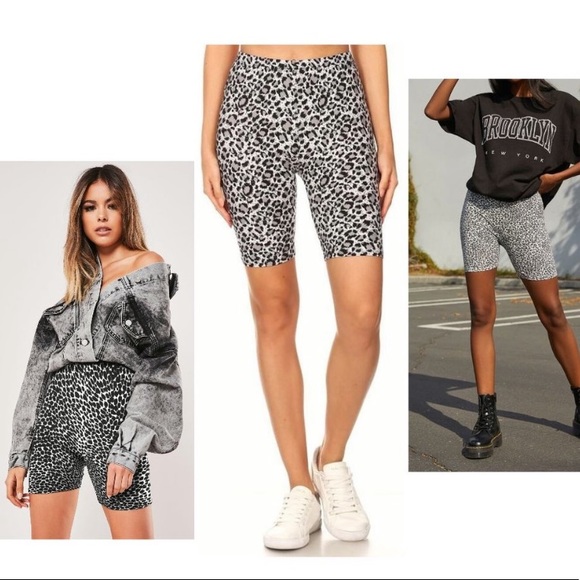 Pants - Leopard Animal Print Biker Shorts